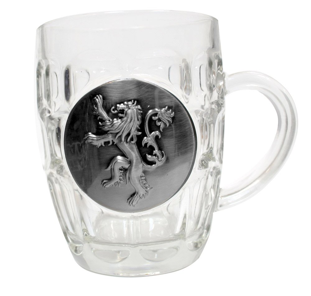 Game of Thrones Lannister Metallic Logo Crystal Beer Stein Mug - Official Licensed Collectible Cup for GOT Fans, Medieval Themed Parties & Home Bar Decor