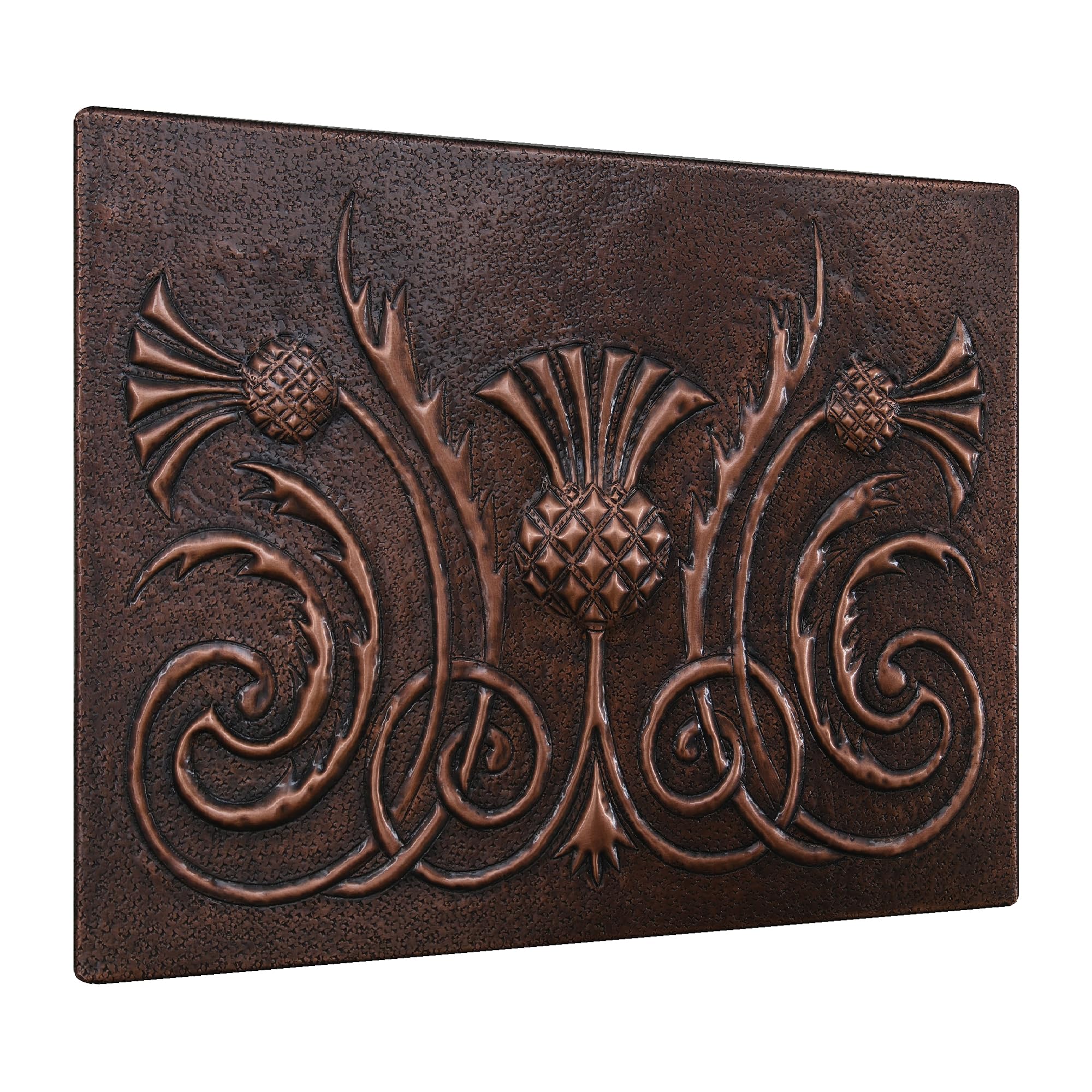 Scottish Thistle Copper Kitchen Backsplash Panel - Handmade Custom Copper Tile for Indoor & Outdoor Wall Decor (Brown) - Perfect for Farmhouse, Rustic, and Modern Kitchen Designs