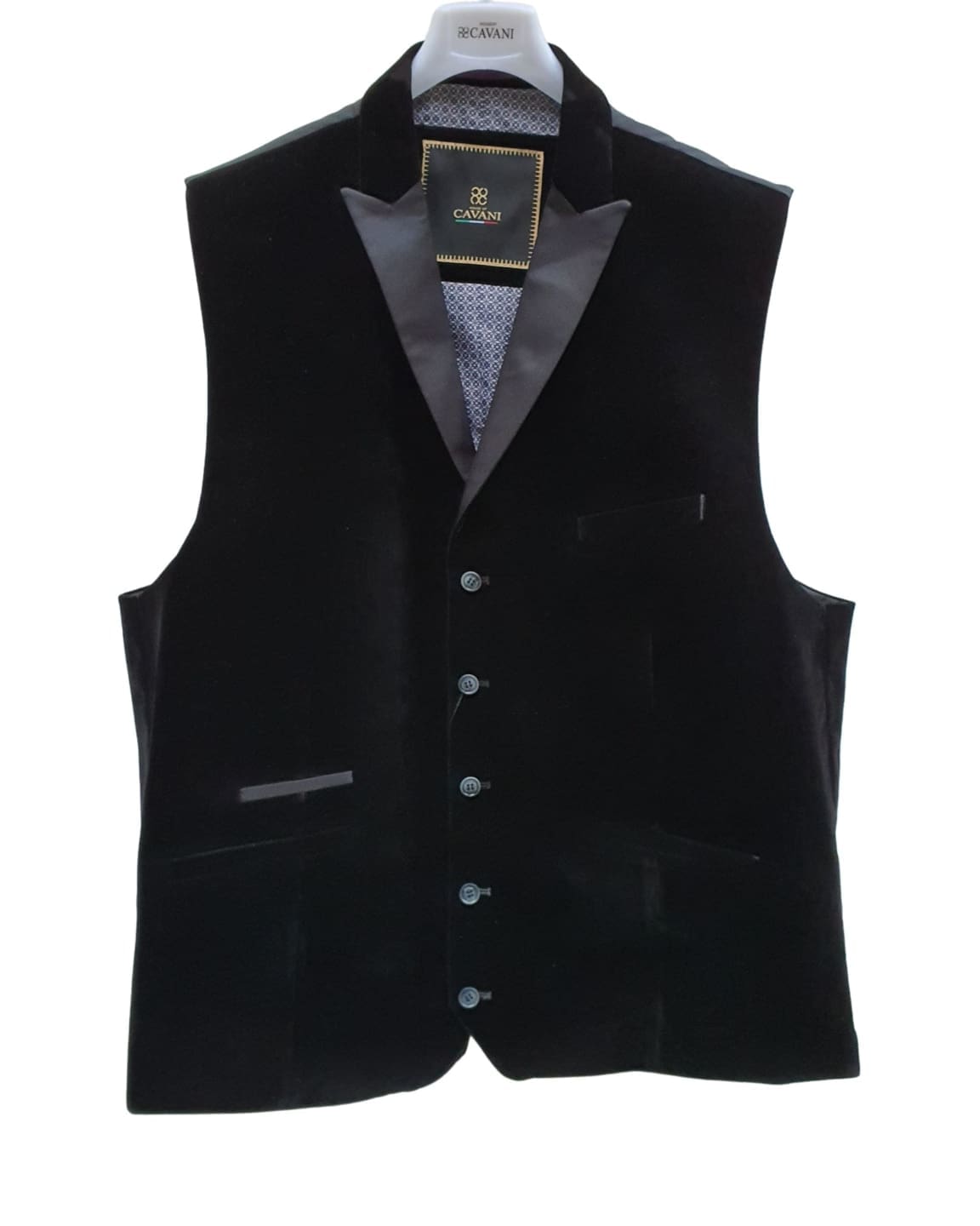 Elegant Cavani Rosa Black Velvet Tuxedo Lapel Waistcoat for Men - Perfect for Weddings, Prom & Formal Events | Luxury Velvet Vest