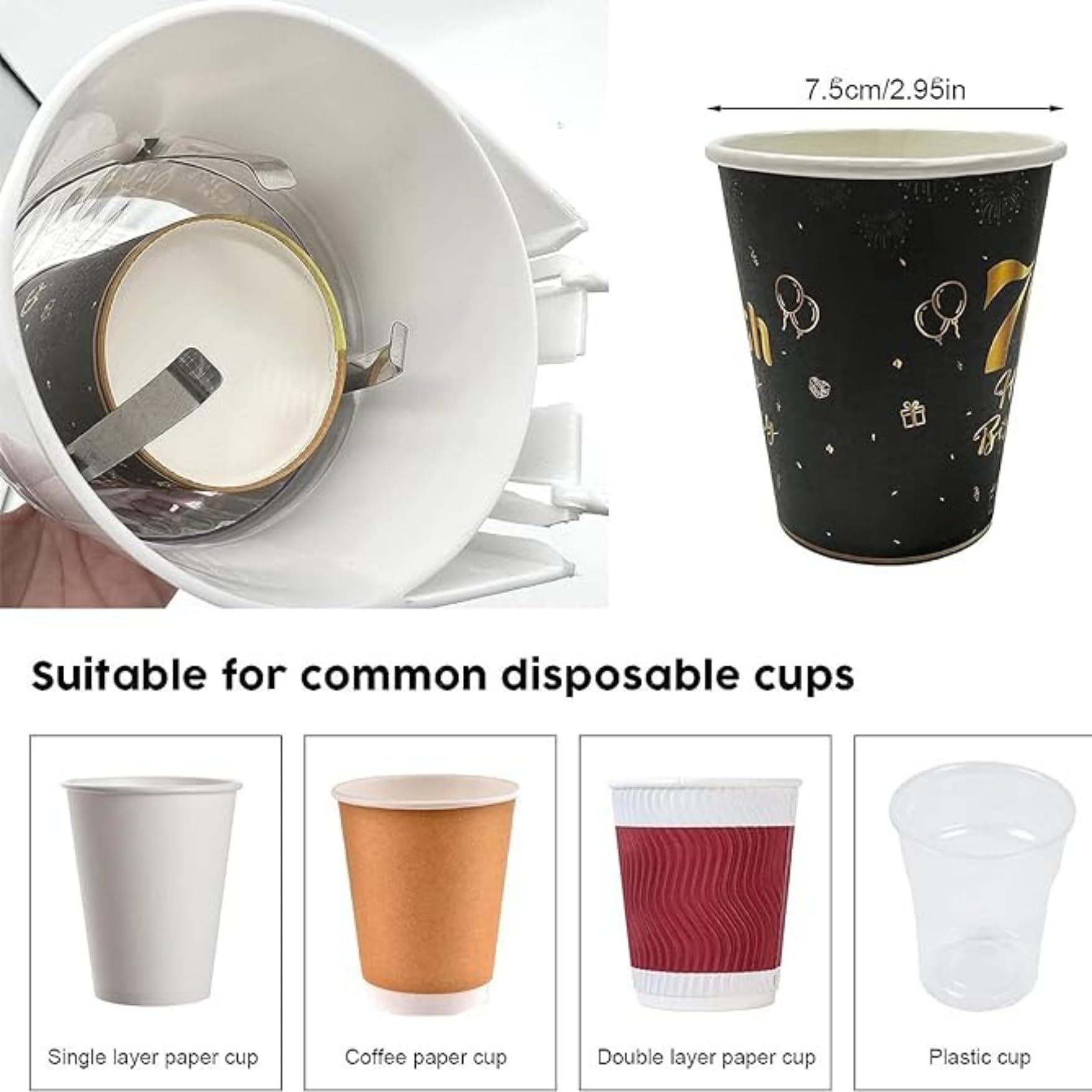 Viraaji Wall Mounted Paper Cup Dispenser - Plastic Drinking Cup Organizer for Disposable Cups with Sticker & Screw Plate Mounting | Perfect for Home Kitchen, Office Breakroom & Restaurant Drink Stations