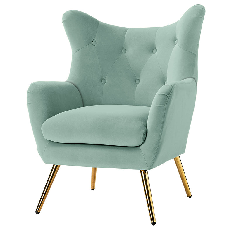 Luxury Isabelle Wingback Velvet Upholstered Armchair - High Back Accent Chair with Sturdy Metal Legs for Living Room, Bedroom & Office Decor