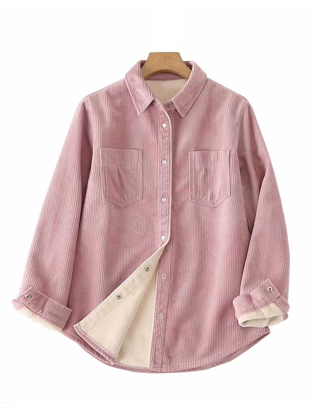 Haellun Women's Fleece Lined Corduroy Trucker Jacket - Winter Warm Thick Coat for Outdoor Activities, Casual Wear & Layering