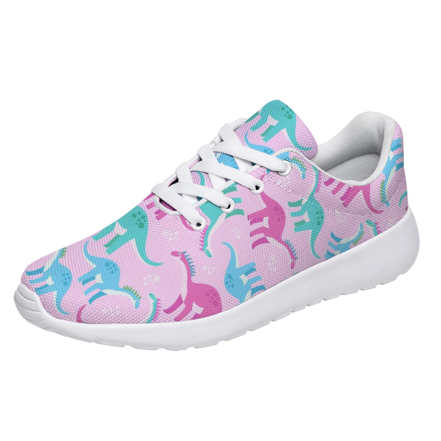 Women's Running Shoes - Lightweight Tennis Walking Sneakers for Women & Girls, Pink Dinosaur Print Athletic Shoes, US Size 9.5 Women/8 Men - Perfect for Jogging, Gym Workouts & Casual Wear
