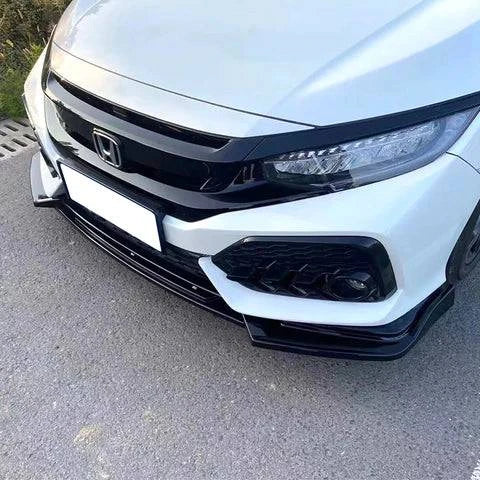IK Style Front Lip Spoiler 3-Piece Set for 2017-2021 Honda Civic Hatchback & SI - Aggressive Exterior Upgrade for Street Racing & Car Shows