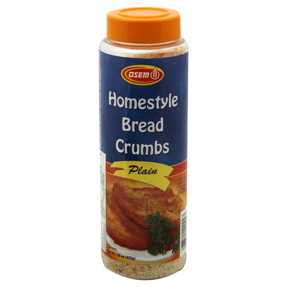 Osem Homestyle Plain Bread Crumbs - 15 Ounce (Pack of 12) | Perfect for Coating Chicken, Fish & Meatballs | Kosher & Gluten-Free Breadcrumbs for Baking & Cooking