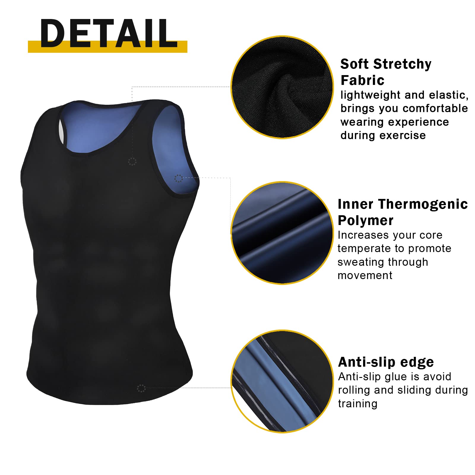 Men's Sauna Suit Sweat Waist Trainer Vest - Workout Tank Top for Weight Loss & Body Shaping - Gym, Running, Fitness Training