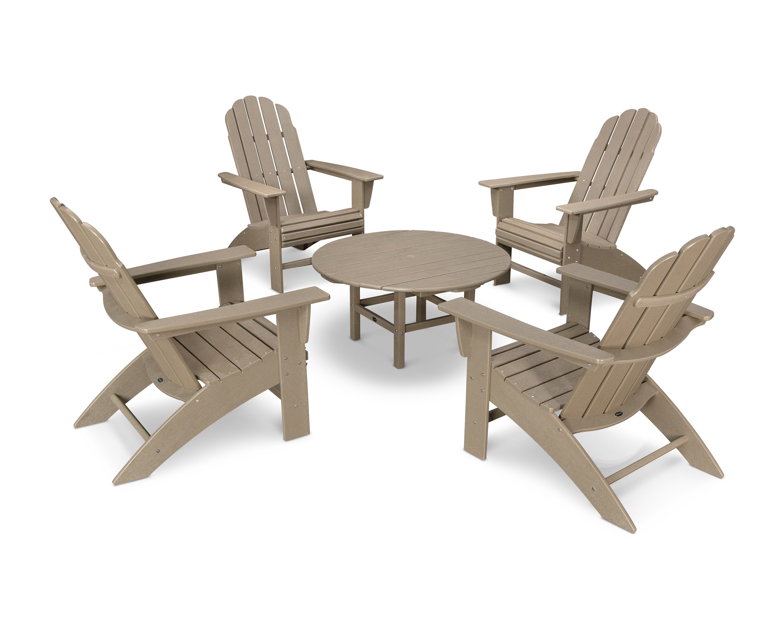 POLYWOOD Vineyard 5-Piece Oversized Adirondack Outdoor Patio Furniture Set - Perfect for Backyard, Poolside & Garden Relaxation