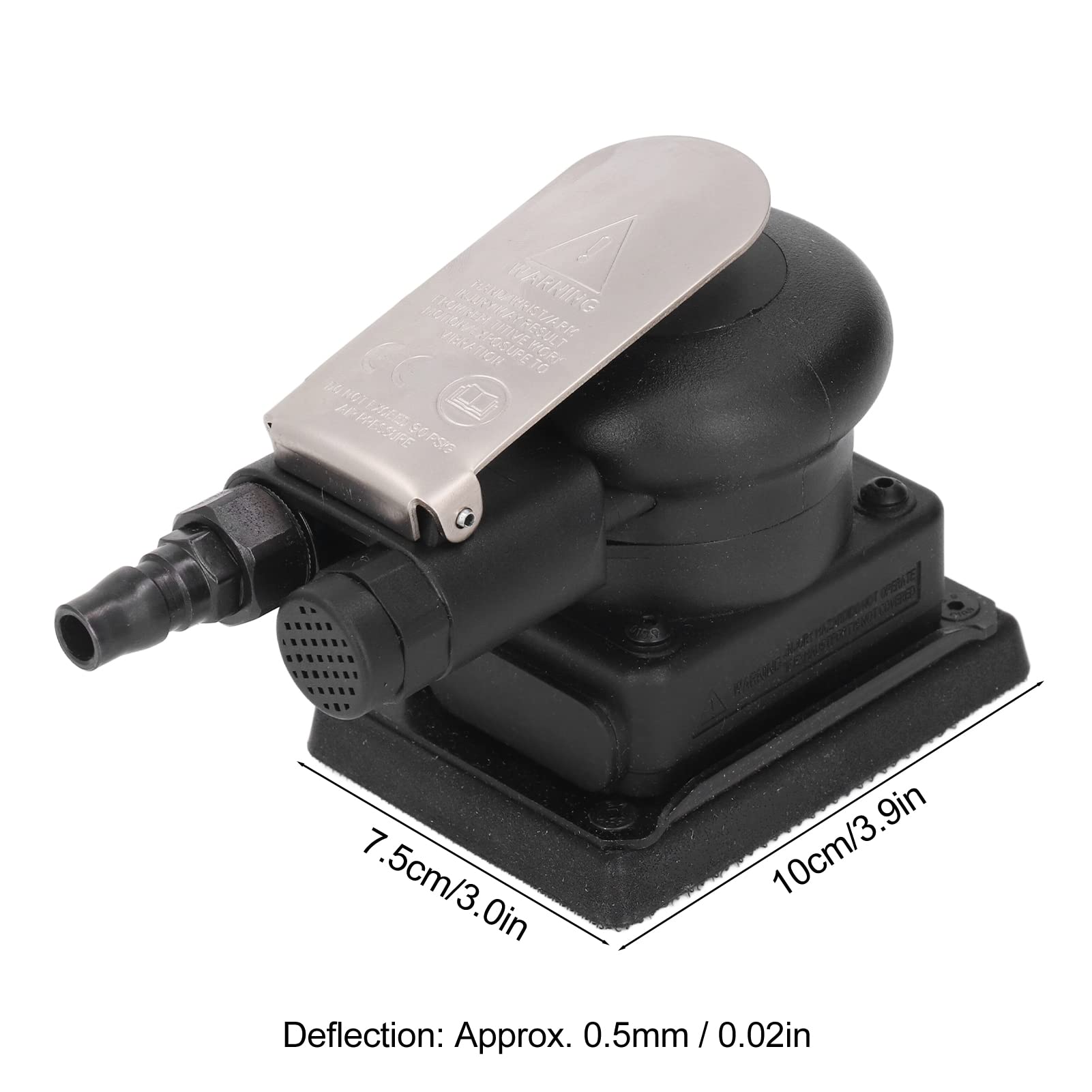 Industrial Pneumatic Air Sander - Square Random Orbital Palm Sander for Wood, Metal & Glass Polishing | Heavy-Duty Air Sanding Machine with Sandpaper | Perfect for Automotive, Woodworking & Metal Fabrication Projects