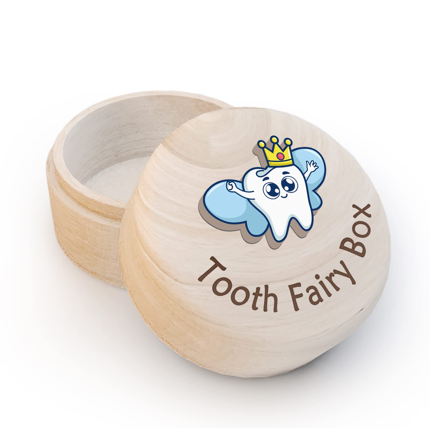 Tooth Fairy Box for Boys & Girls - Wooden Keepsake Storage Box with Wings & 3D Tooth - Perfect for Storing Lost Teeth Under Pillow - Cute Teeth Container for Kids Childhood Memories (Ideal for First Tooth Celebration, Bedtime Rituals & Creating Magical Moments)