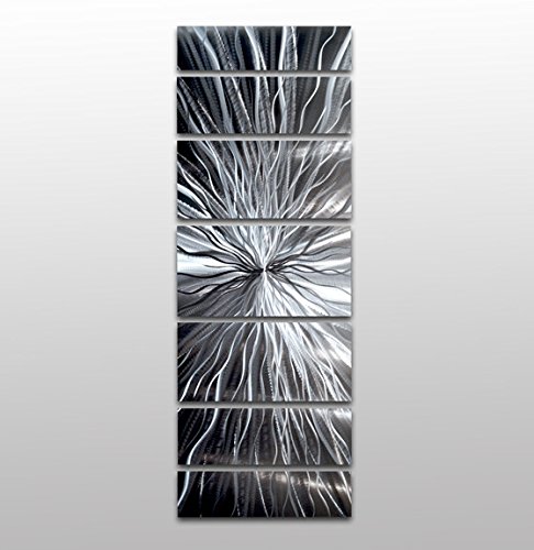 Modern Abstract Silver Metal Wall Panels - Large 'Cosmic Energy' Contemporary Art Sculpture for Home & Office Decor | Perfect for Living Room, Bedroom, or Gallery Wall Display