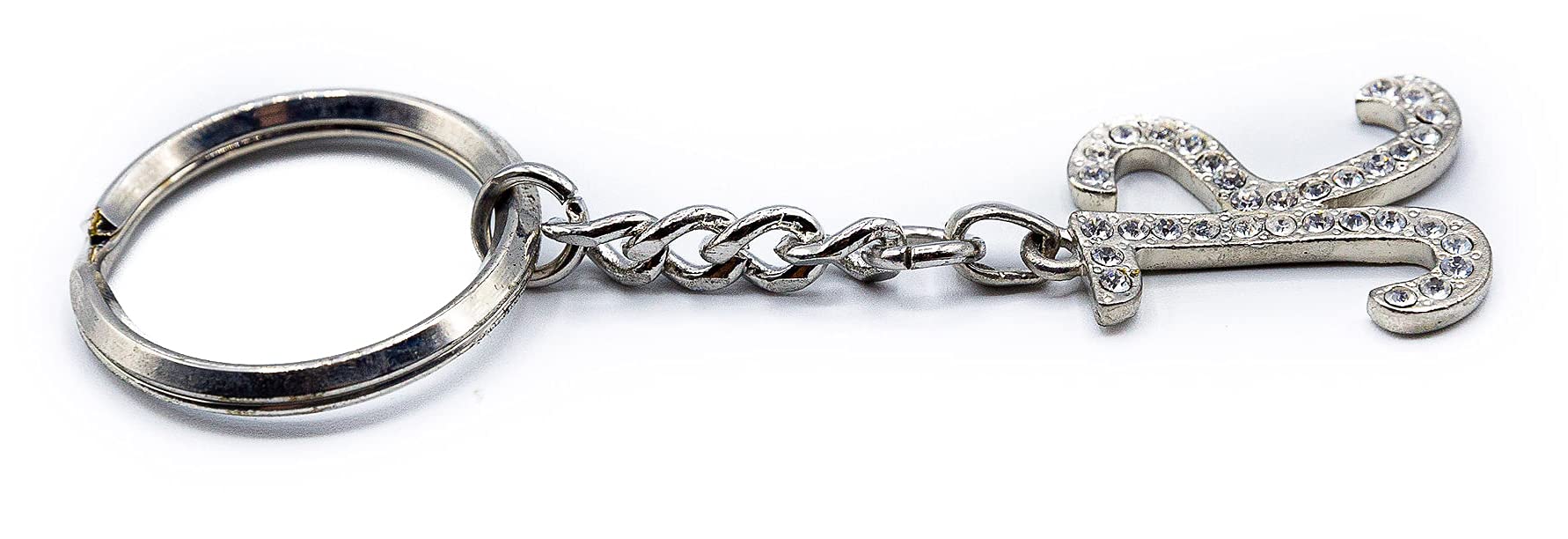 Swarovski Crystal Letter T Keychain - Elegant Chrome Plated Gift for Women