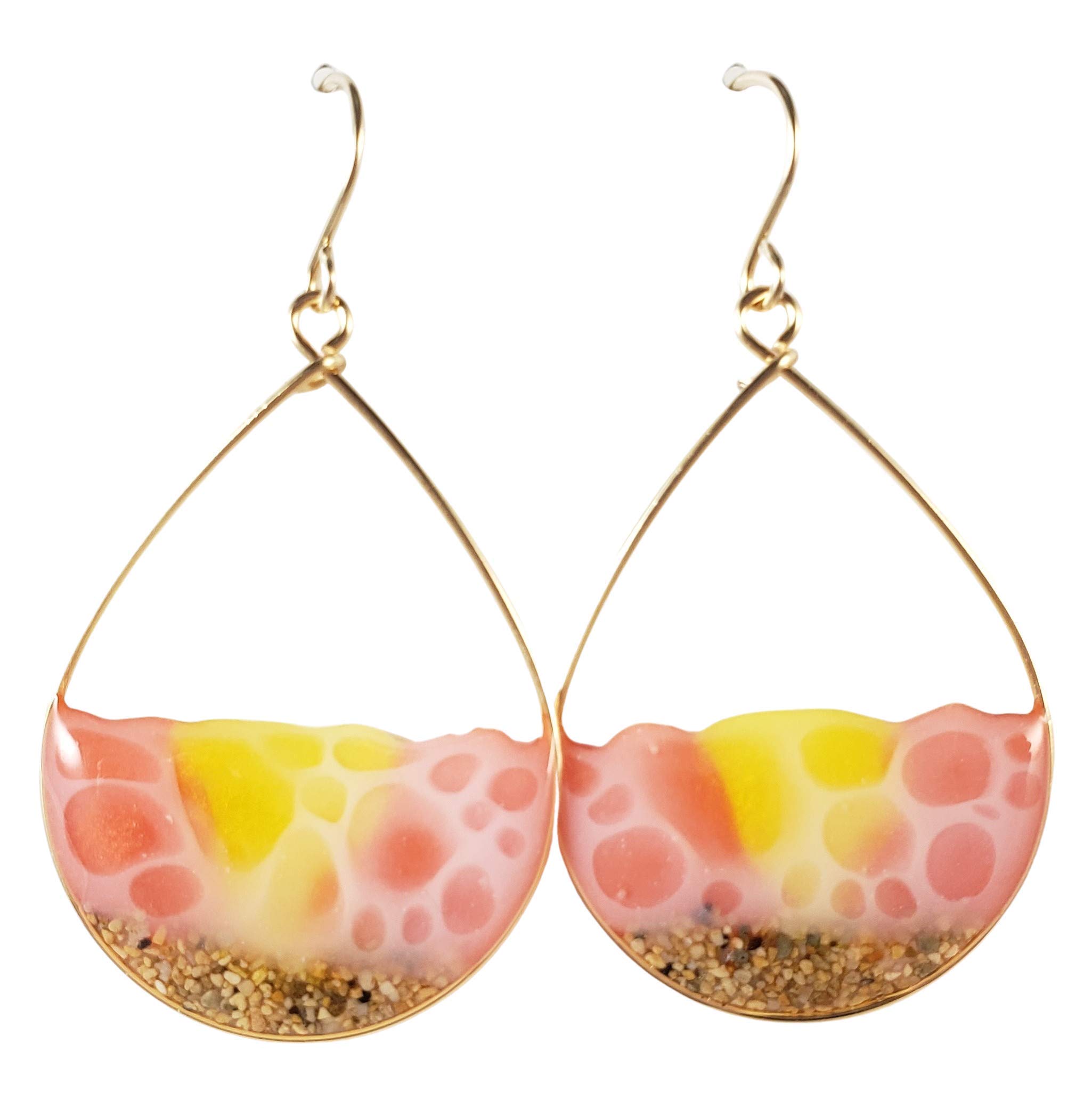 Handmade Hawaiian Sunset Beach Jewelry - Hypoallergenic Gold Earrings for Sensitive Skin, Perfect for Beach Weddings & Summer Vacations