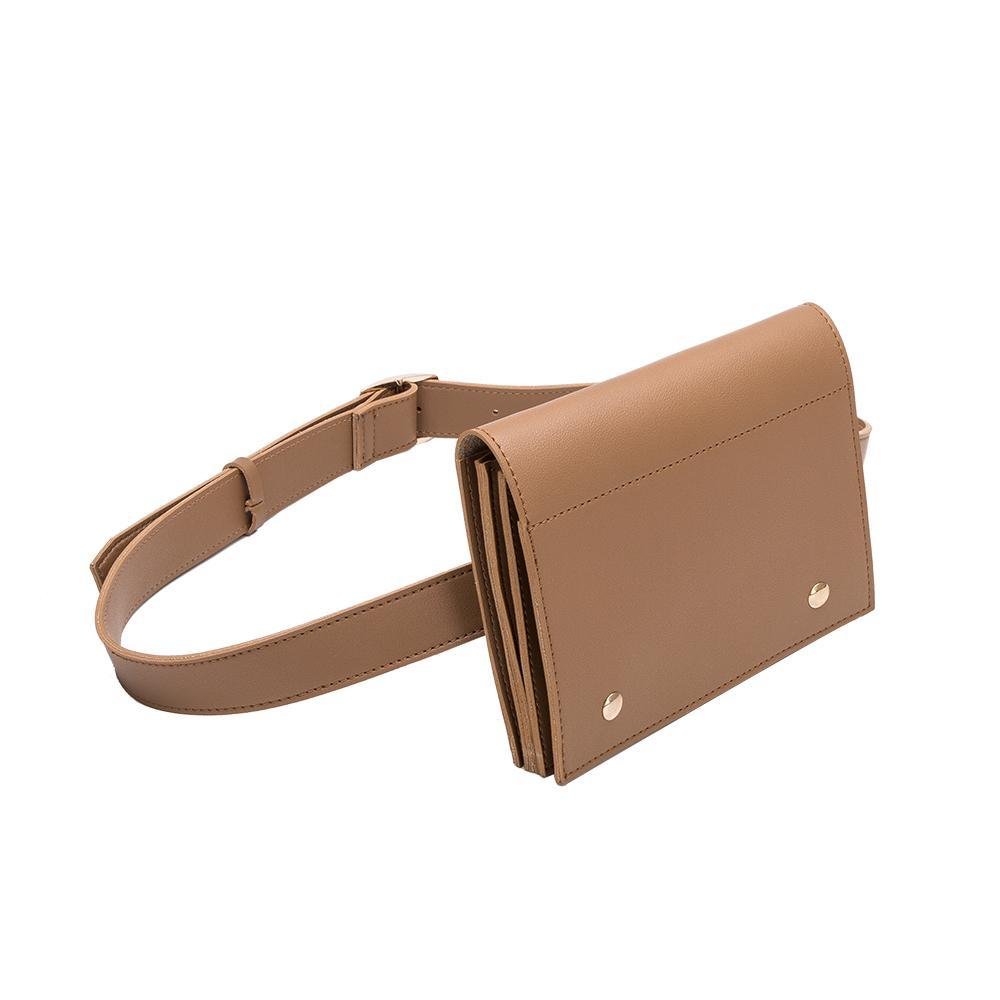 Melie Bianco Stylish Women's Waist Bag - Gabby Belt Design - Vegan Leather Crossbody Fanny Pack (Tan) - Perfect for Travel, Shopping & Everyday Use