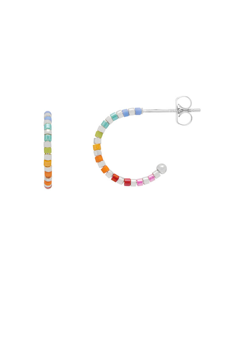 Rainbow Beaded Hoop Earrings for Women - Colorful Bohemian Dangle Earrings - Perfect for Festivals, Parties and Everyday Wear