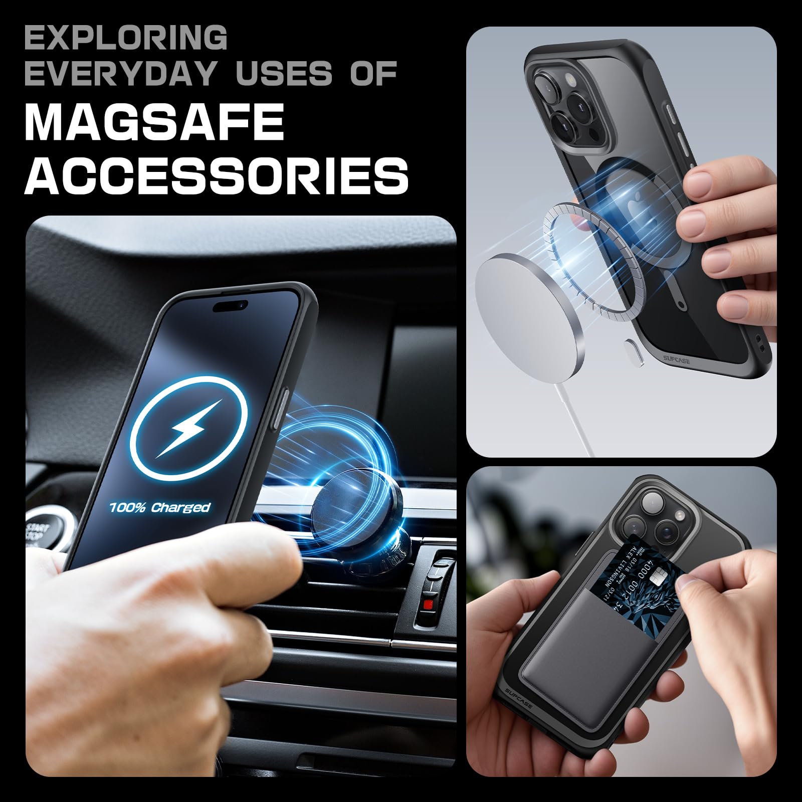 SUPCASE Unicorn Beetle Mag Series Case for iPhone 15 Pro 6.1 inch (2023) - Premium Hybrid Protective Clear Case with MagSafe Compatibility (Black) - Perfect for Everyday Use, Work & Outdoor Activities