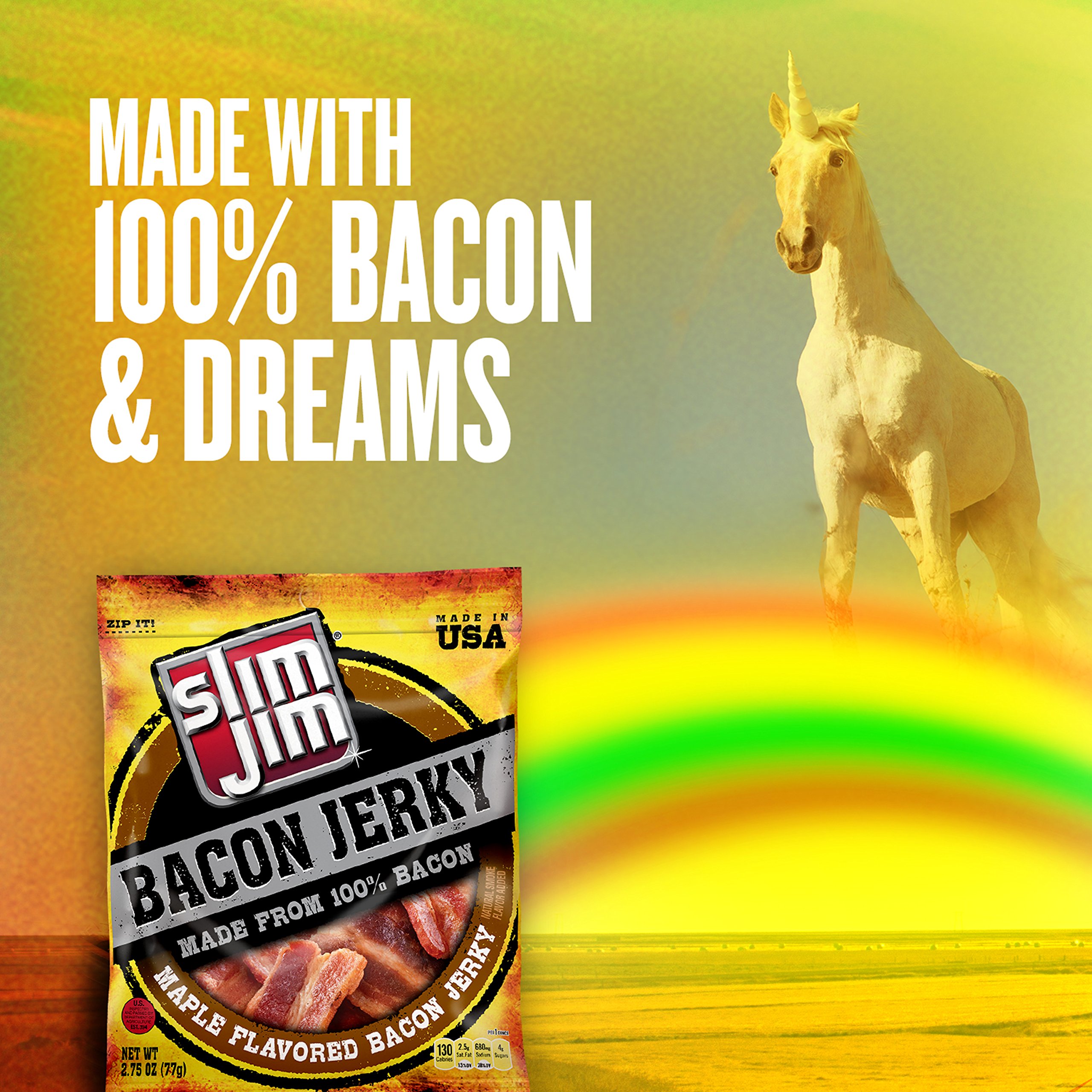 Slim Jim Bacon Jerky - Maple Flavor Meat Snacks (2.75 OZ) | High Protein, Low Carb Keto-Friendly Snack for School, Work, Travel & Outdoor Activities | Gluten-Free On-the-Go Food for Adults & Kids