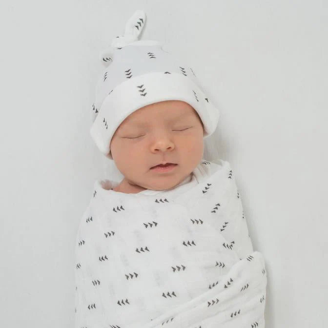 Soft Muslin Swaddle & Newborn Pajama Gift Set for Baby Boys - Tiny Arrows (BGB 0040) | Perfect for Nursery, Baby Shower & Newborn Photography