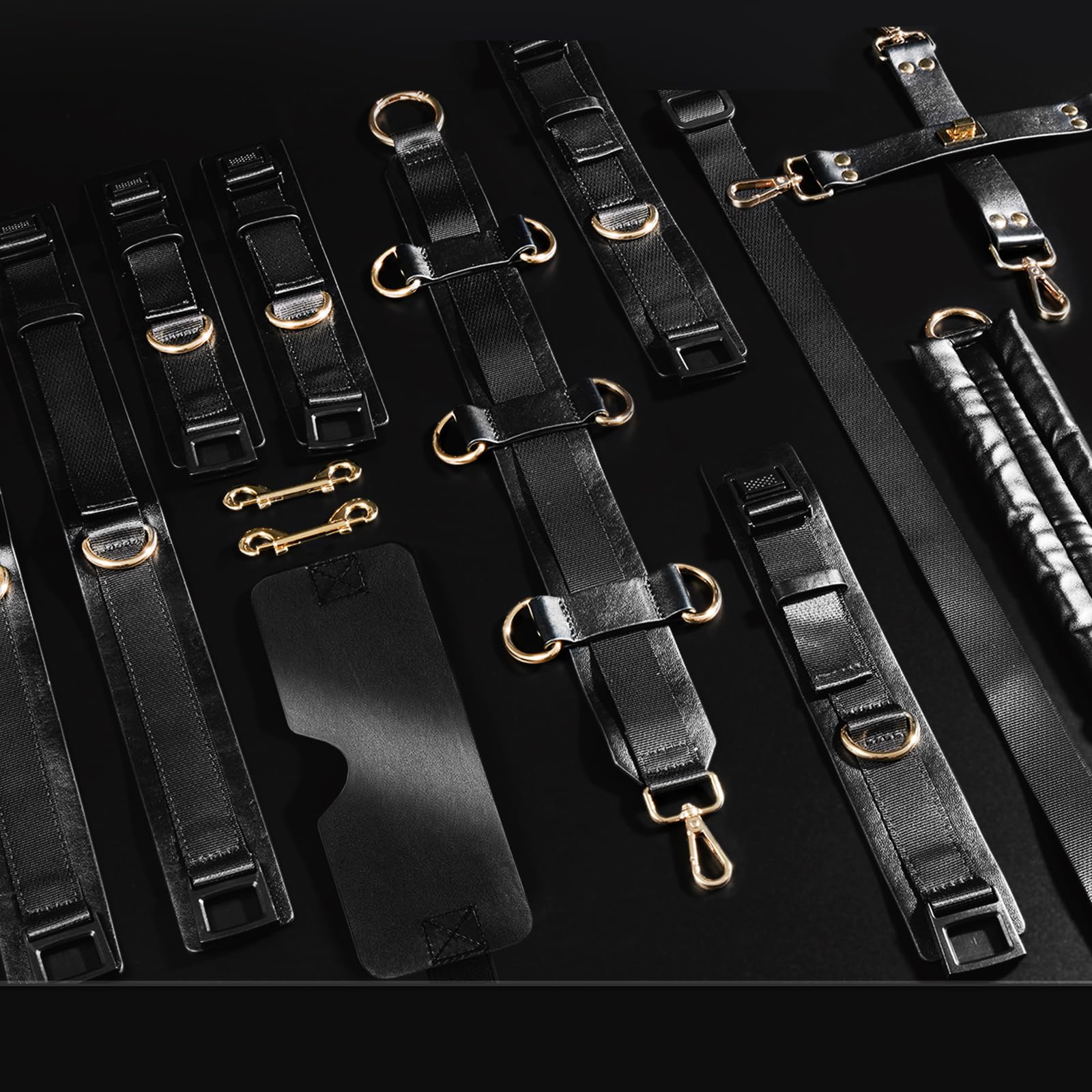 Premium 9-Piece BDSM Bondage Kit for Couples - Leather Handcuffs, Collar, Ankle Cuffs, Blindfold & Nipple Clamps - Beginner to Advanced Adult Toys for Sensual Play & Spicing Up Relationships - Perfect for Roleplay, BDSM Exploration & Intimate Couples Games