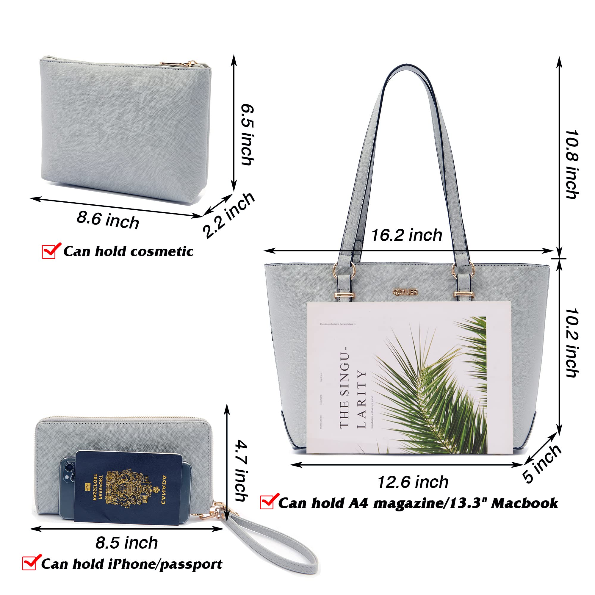 Women's Leather Tote Bag and Wallet Set - Stylish Work Handbag with Shoulder Strap & Top Handle - Perfect for Office, Travel, and Everyday Use