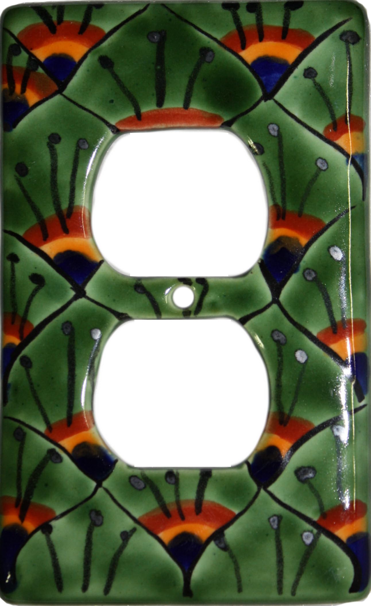 Green Peacock Talavera Ceramic Switch Plate Cover - Hand-Painted Mexican Style Outlet Cover - Perfect for Kitchen, Bathroom & Home Decor