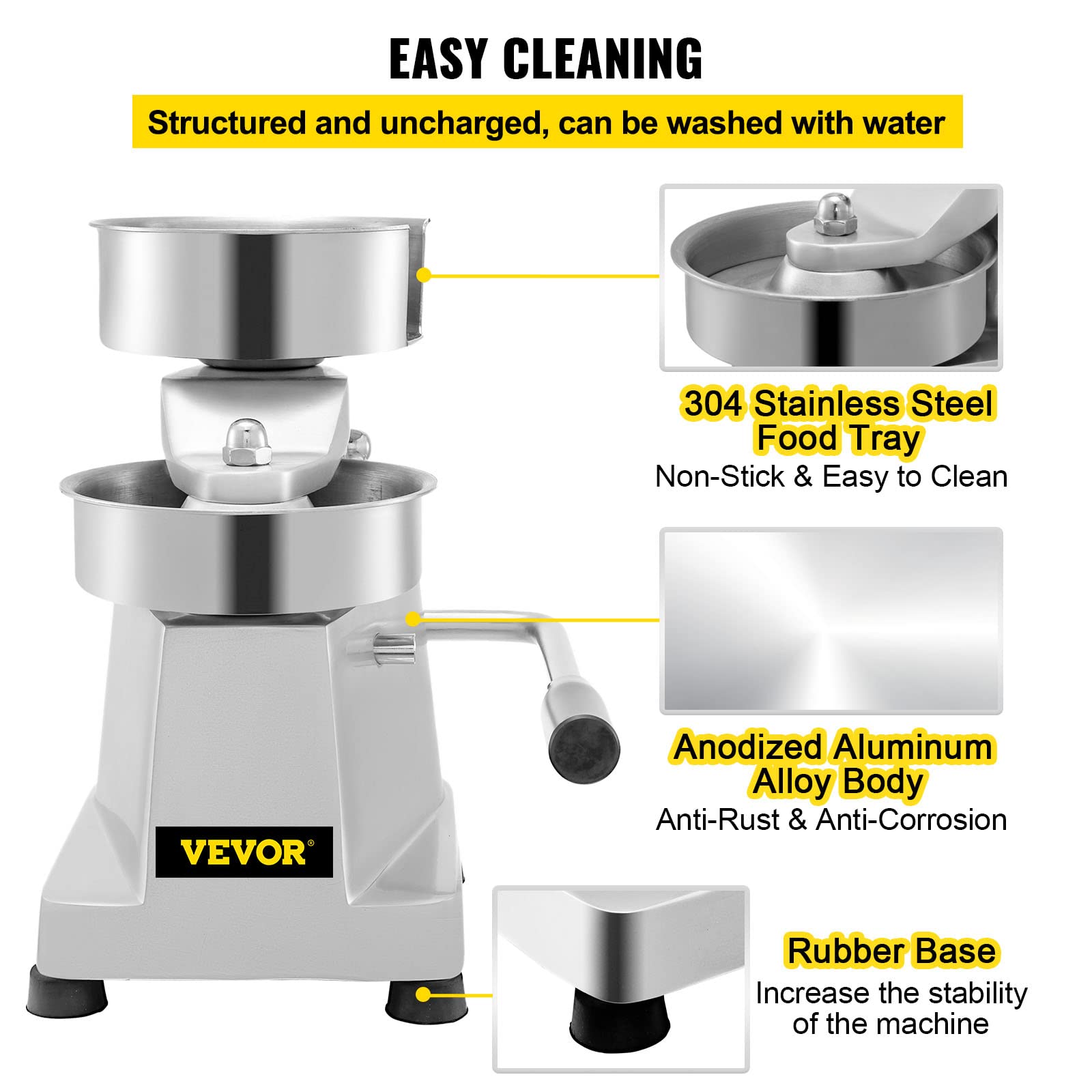 VBENLEM 5-Inch Stainless Steel Commercial Hamburger Patty Maker - Heavy Duty Burger Press Machine with 1000 Patty Papers - Perfect for Restaurants, BBQ Parties & Home Kitchen Use
