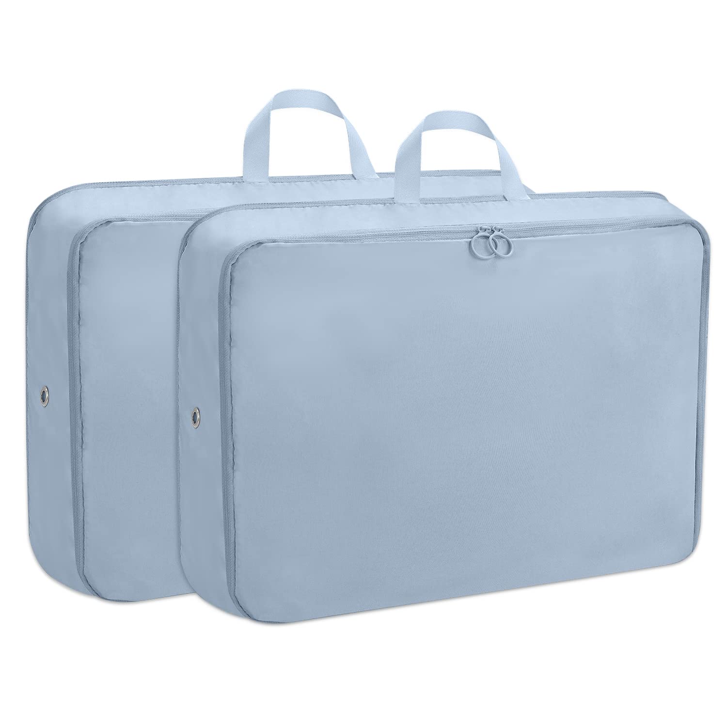 2-Pack Expandable Compression Packing Cubes for Travel - Light Blue Luggage Organizers, Large Suitcase Storage Bags | Perfect for Business Trips, Vacations & Weekend Getaways
