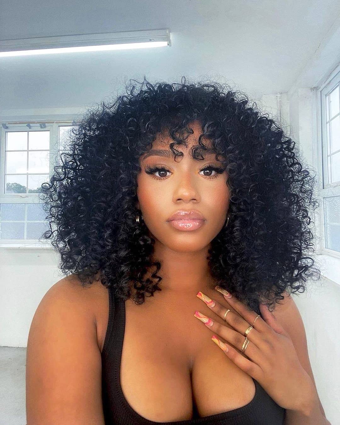 Kinky Curly Micro Link Hair Extensions - 50 Strands 100% Remy Human Hair for Black Women | Natural Color Curly Micro Loop Ring Extensions for Everyday & Special Occasions