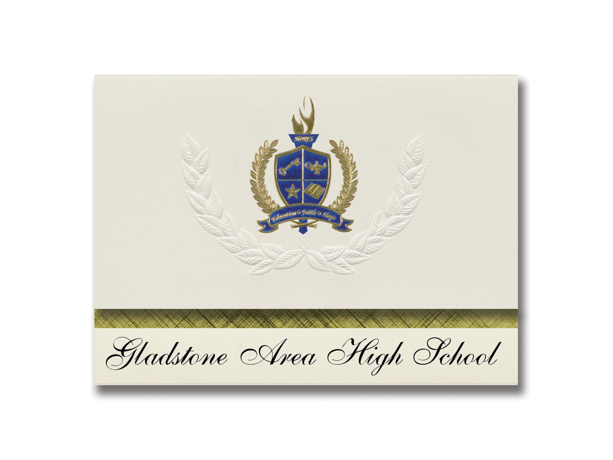 Gladstone Area High School Graduation Announcements - Premium Presidential Style with Gold & Blue Metallic Foil Seal (Pack of 25) | Perfect for Celebrating Academic Achievements & Milestone Events