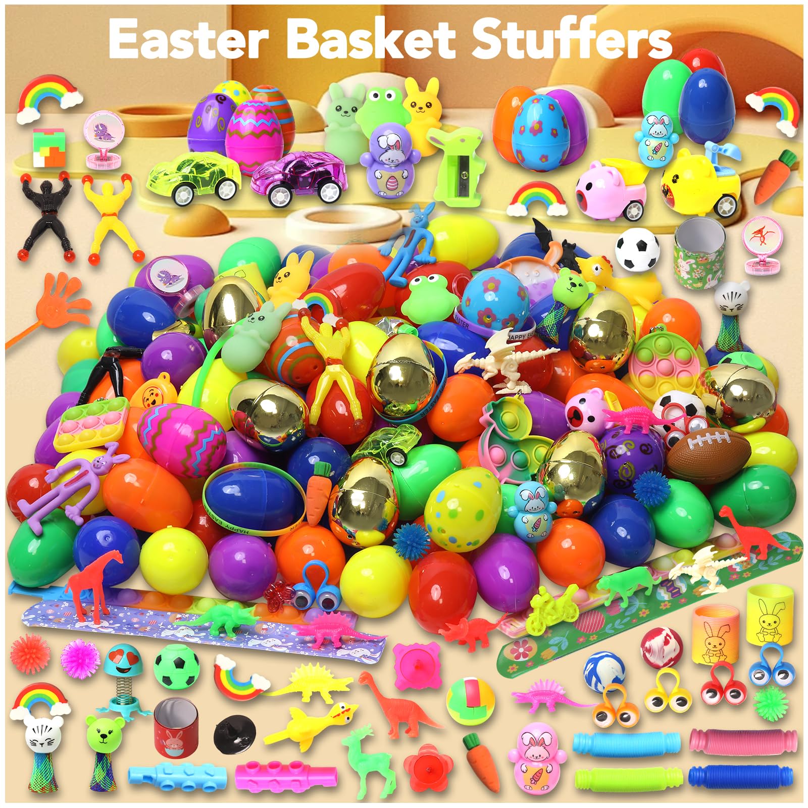 300 Pcs Prefilled Easter Eggs with Assorted Toys Inside - Non-Candy Easter Basket Stuffers & Egg Fillers for Kids - Bulk Easter Toys for Egg Hunts, Classroom Prizes, Party Favors & Easter Celebrations - Perfect for School Events, Birthday Parties & Family Gatherings