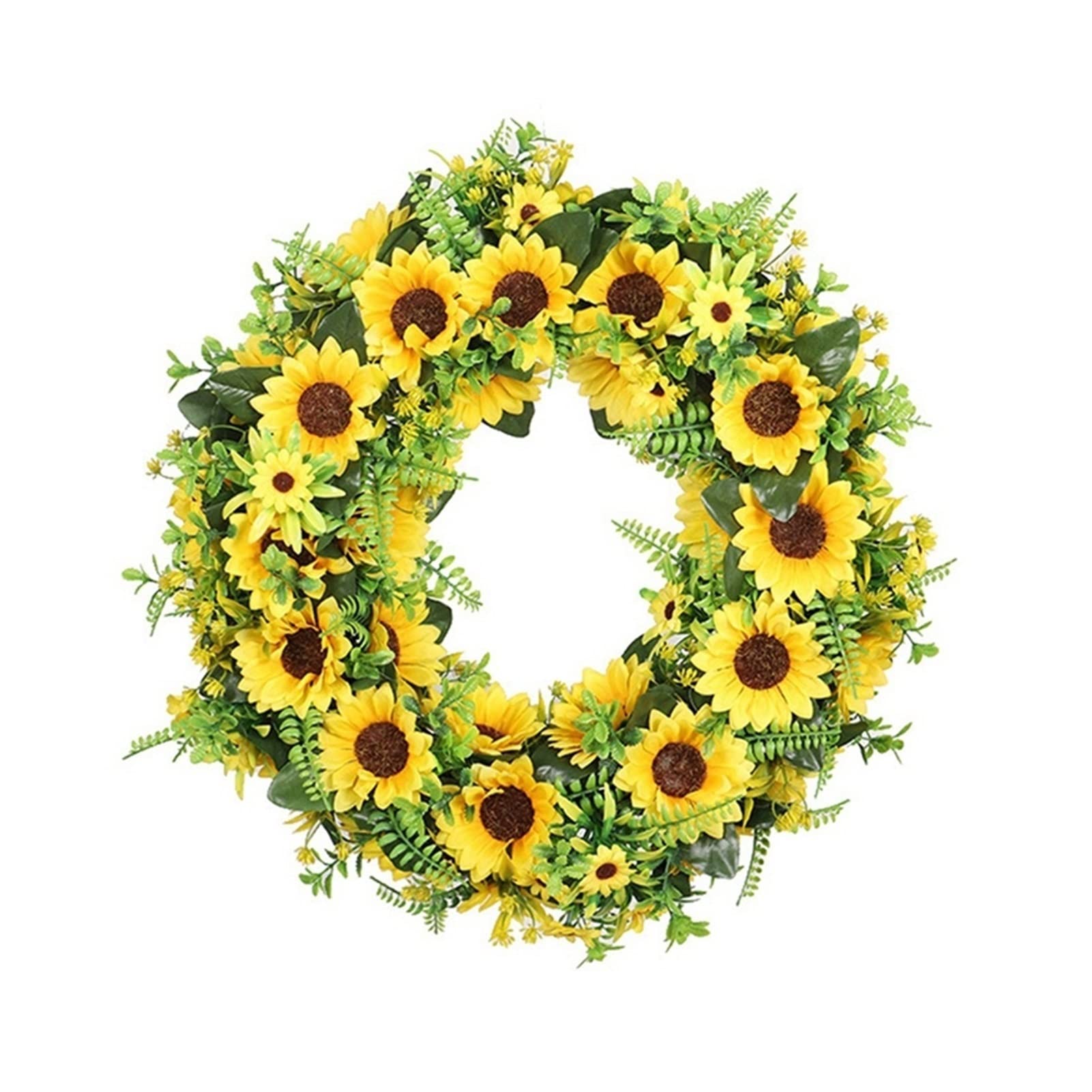 Artificial Sunflower Wreath - 20 Inch Christmas & Spring Door Hanging Decor for Home, Wedding, Party | Front Door Wall Garland for All Seasons Celebration