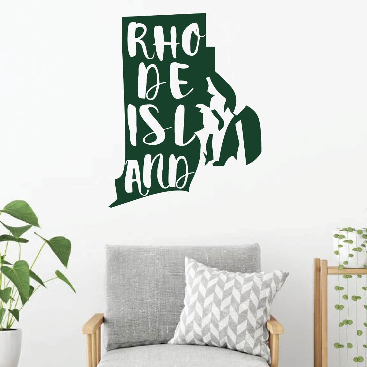 Rhode Island Vinyl Wall Decal - State Silhouette Art Sticker for Home Decor, Living Room & Bedroom - Perfect for Nursery, Office or Dorm Room Wall Decoration