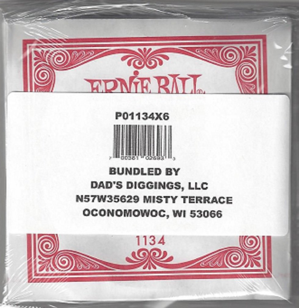 Ernie Ball Custom Gauge 34-1134 Nickel Wound Electric Guitar Strings (6-Pack) - Perfect for Rock, Blues & Metal Guitarists - P01134