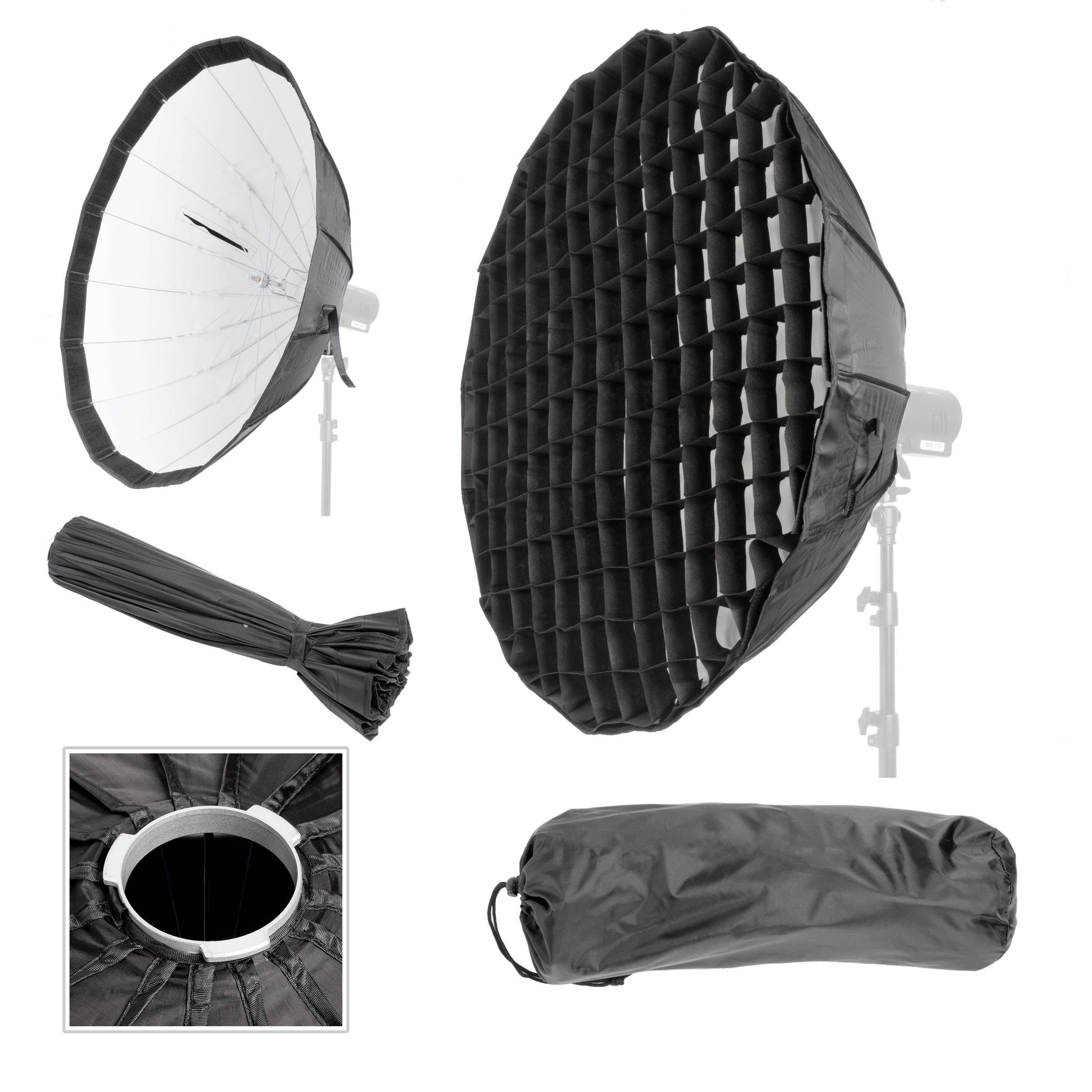 Godox AD S85W 85cm 16-Sided Parabolic Softbox with White Interior - Portable Photography Lighting Modifier for Studio & Outdoor Shoots