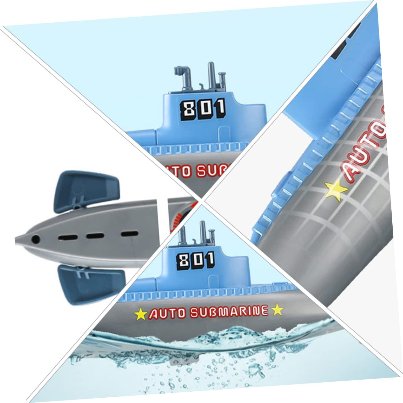 QUMIIRITY 2 Pack Wind Up Submarine Bath Toys - Floating Water Toys for Kids, Fun Bathtub & Pool Toys for Toddlers, Summer Beach Swimming Party Favors (Blue) - Perfect for Bath Time, Pool Parties & Outdoor Water Play