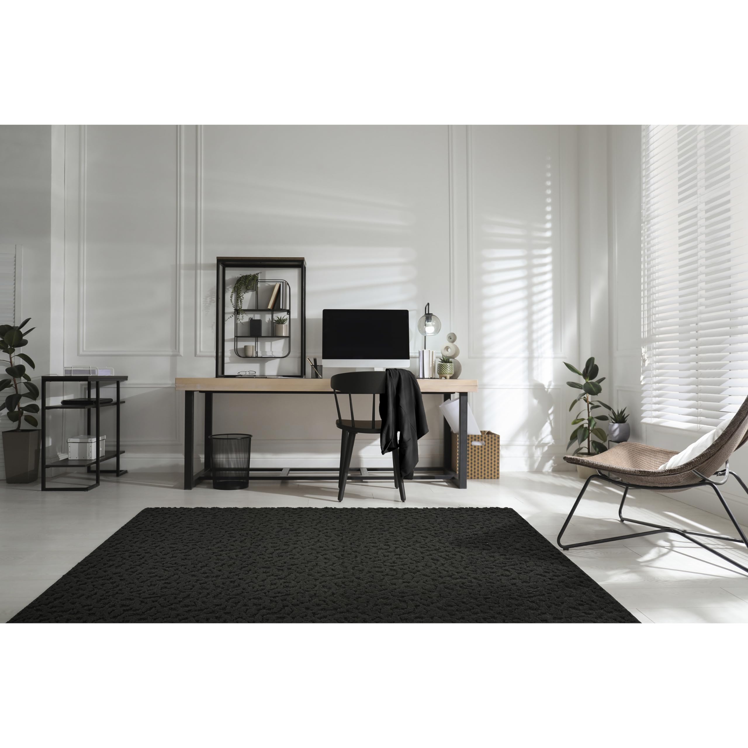 Ivy Pattern Area Rug 12x12 Feet - Black Indoor/Outdoor Rug for Living Room, Bedroom, Patio - Garland Rug Non-Slip Floor Carpet