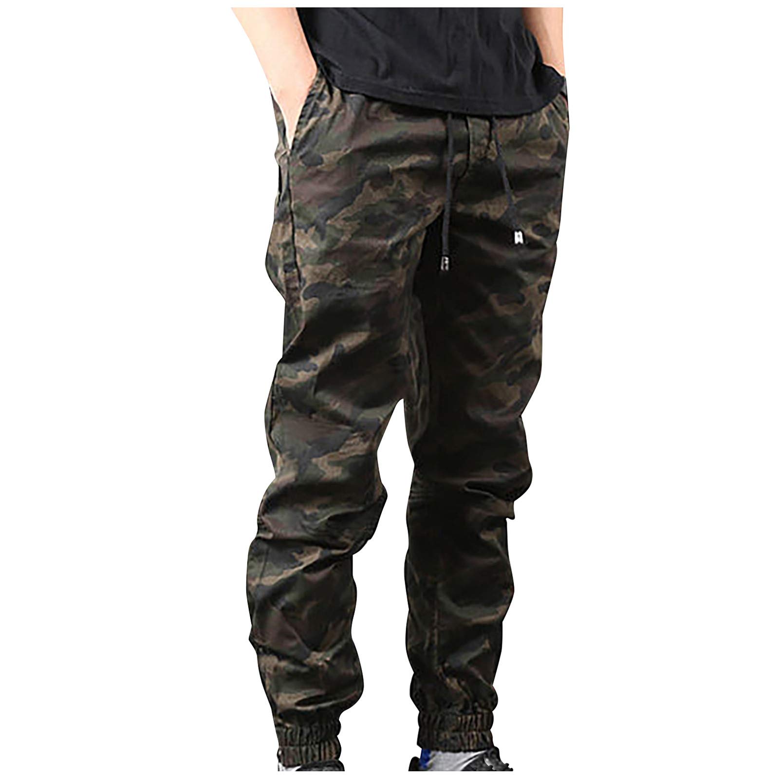 2021 Men's Tactical Cargo Pants - Camouflage Military Style with Drawstring Waist, Loose Fit Quick-Dry Hiking Overalls | Perfect for Outdoor Adventures, Camping & Urban Streetwear