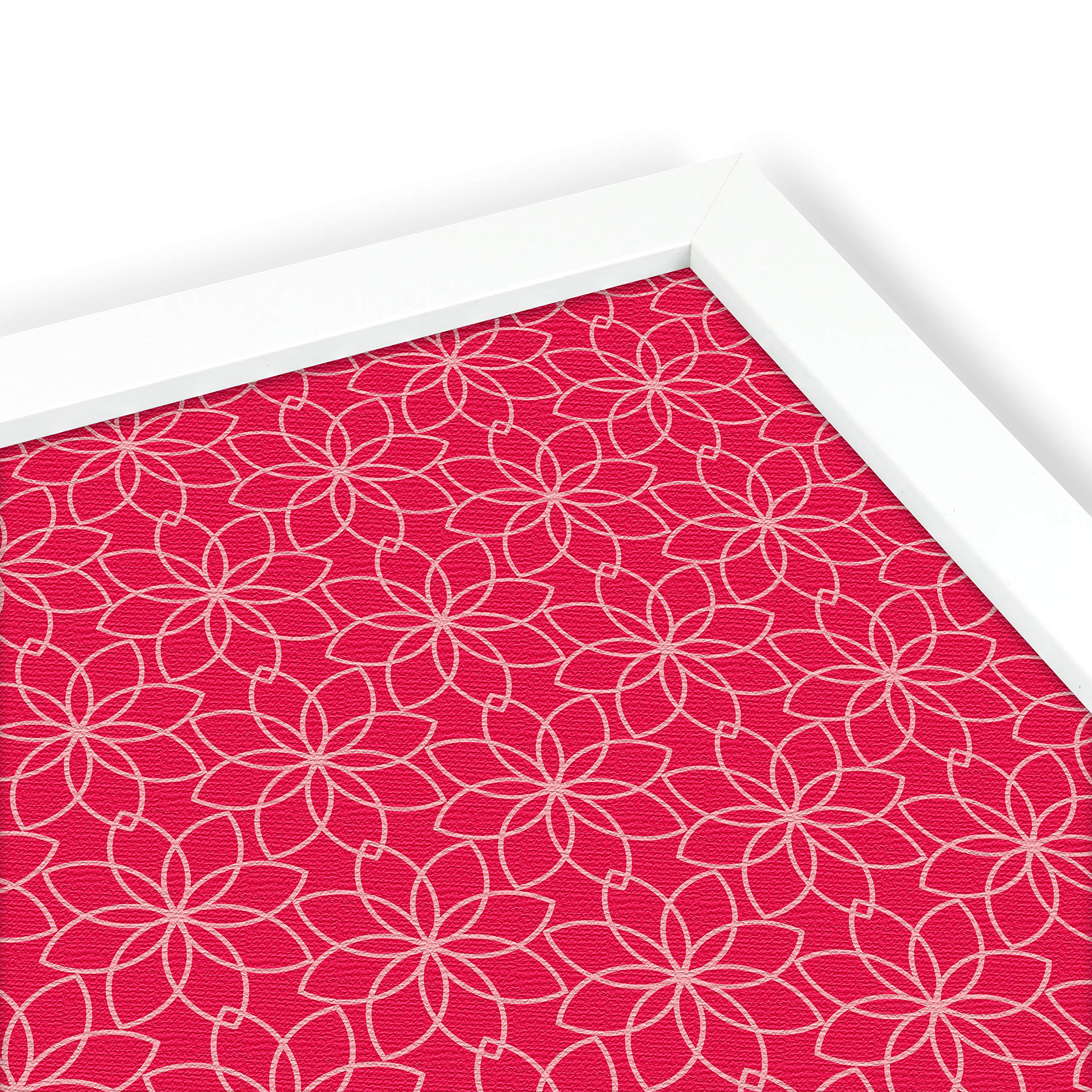 ArtToFrames 36x24 Inch Floral Cork Bulletin Board - Custom 2x3 ft Hot Pink Fabric Canvas Pin Board with White Satin Frame | Perfect for Home Office, Classroom Decor & Wall Organization (PinPix-550-36x24_FRBW26074)