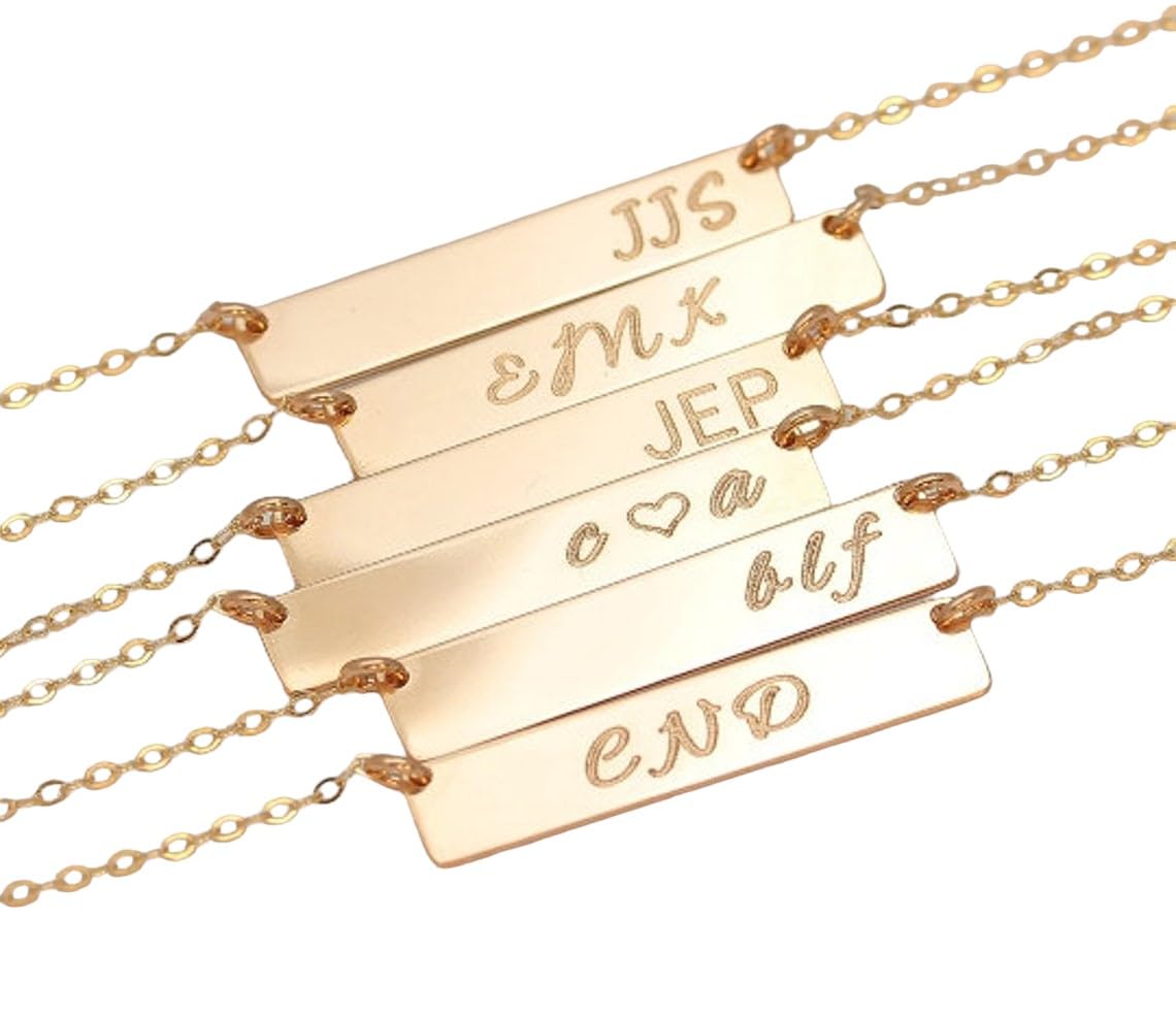 Personalized Gold Bar Nameplate Necklace - Custom Monogram Initial Jewelry for Women - Elegant Layering Necklace for Everyday Wear, Gifts & Special Occasions
