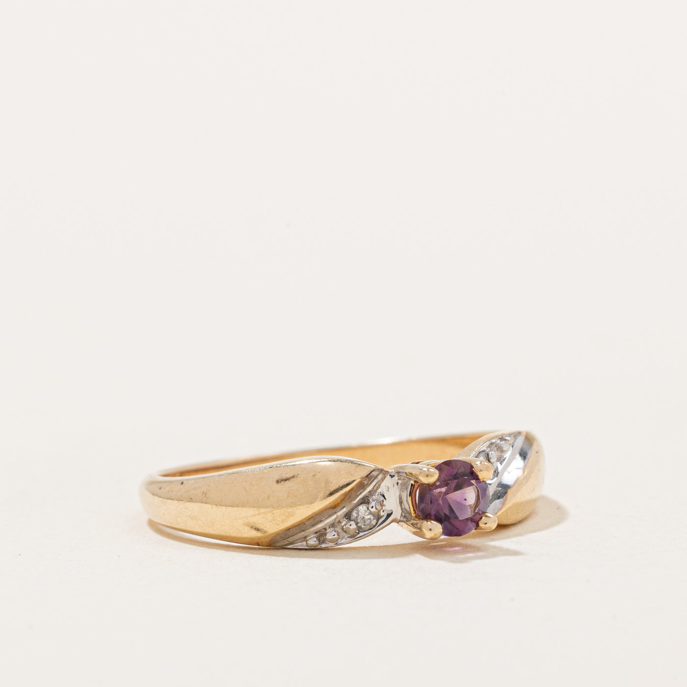 Amethyst & Diamond Ring 0.14ct 0.01ctw Size 6 | Elegant Purple Gemstone Jewelry for Women | Perfect for Engagement, Anniversary & Special Occasion Gifts