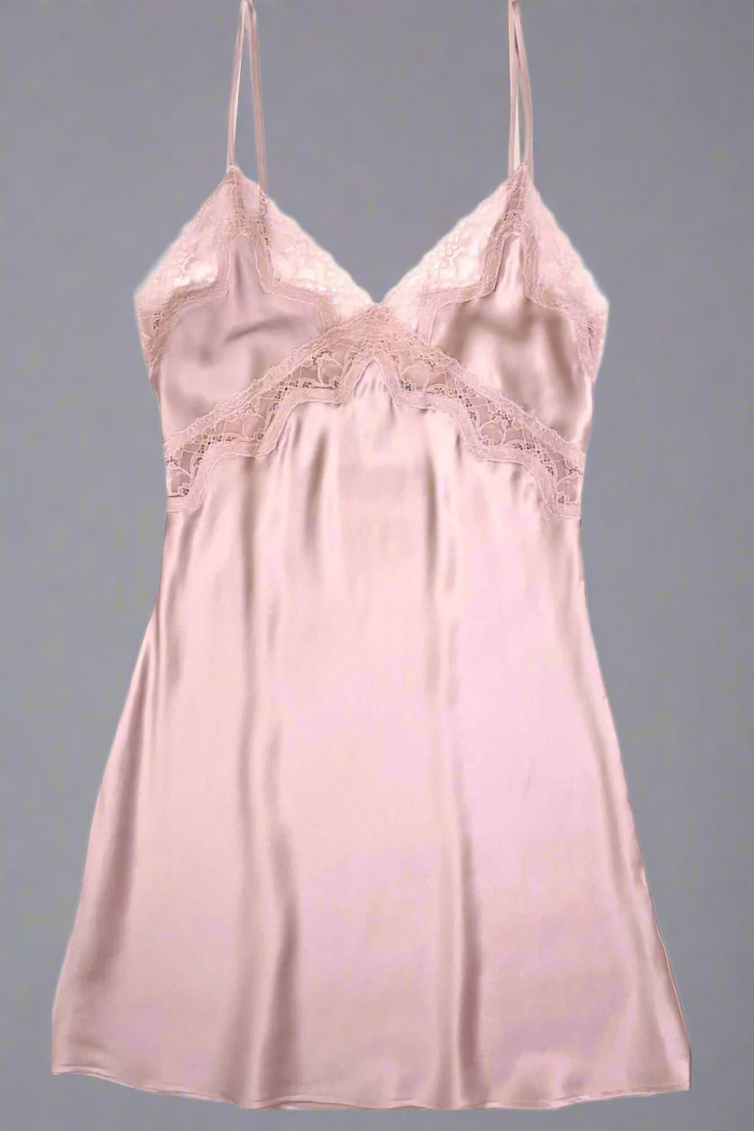 Classic Pink Sand Silk Chemise - Elegant Sleepwear & Lingerie for Women | Perfect for Romantic Nights & Special Occasions