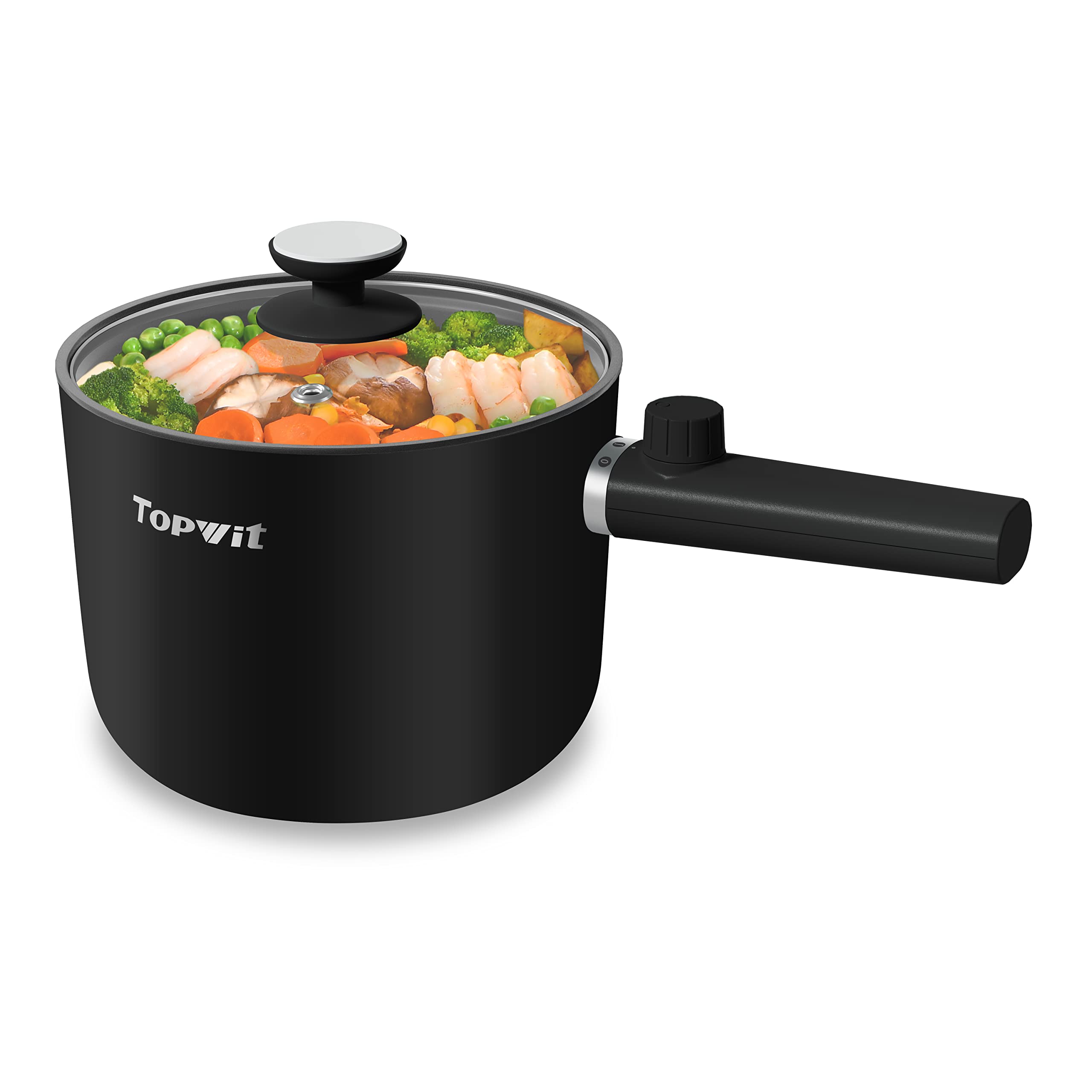 Topwit 1.5L Electric Hot Pot & Ramen Cooker - Portable Non-Stick Frying Pan for Pasta, Steak, Soup - BPA Free with Dual Power Control & Overheat Protection - Perfect for Dorm, Office, Camping & Small Kitchen Cooking