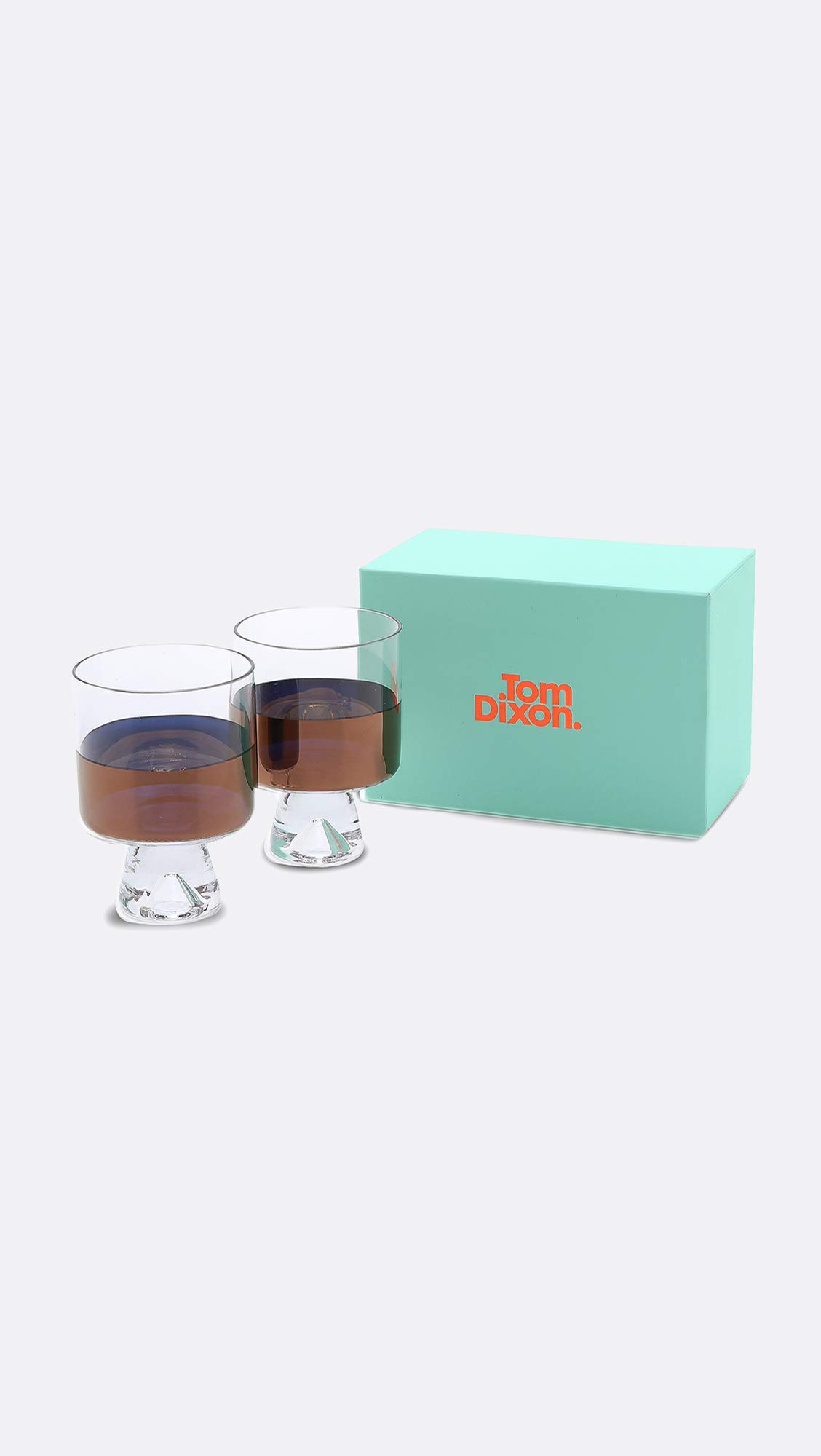Tom Dixon Tank Low Ball Glasses Set - 4-Piece Clear & Copper Tumbler Glasses for Whiskey, Cocktails & Home Bar | Elegant Barware for Entertaining & Gifting