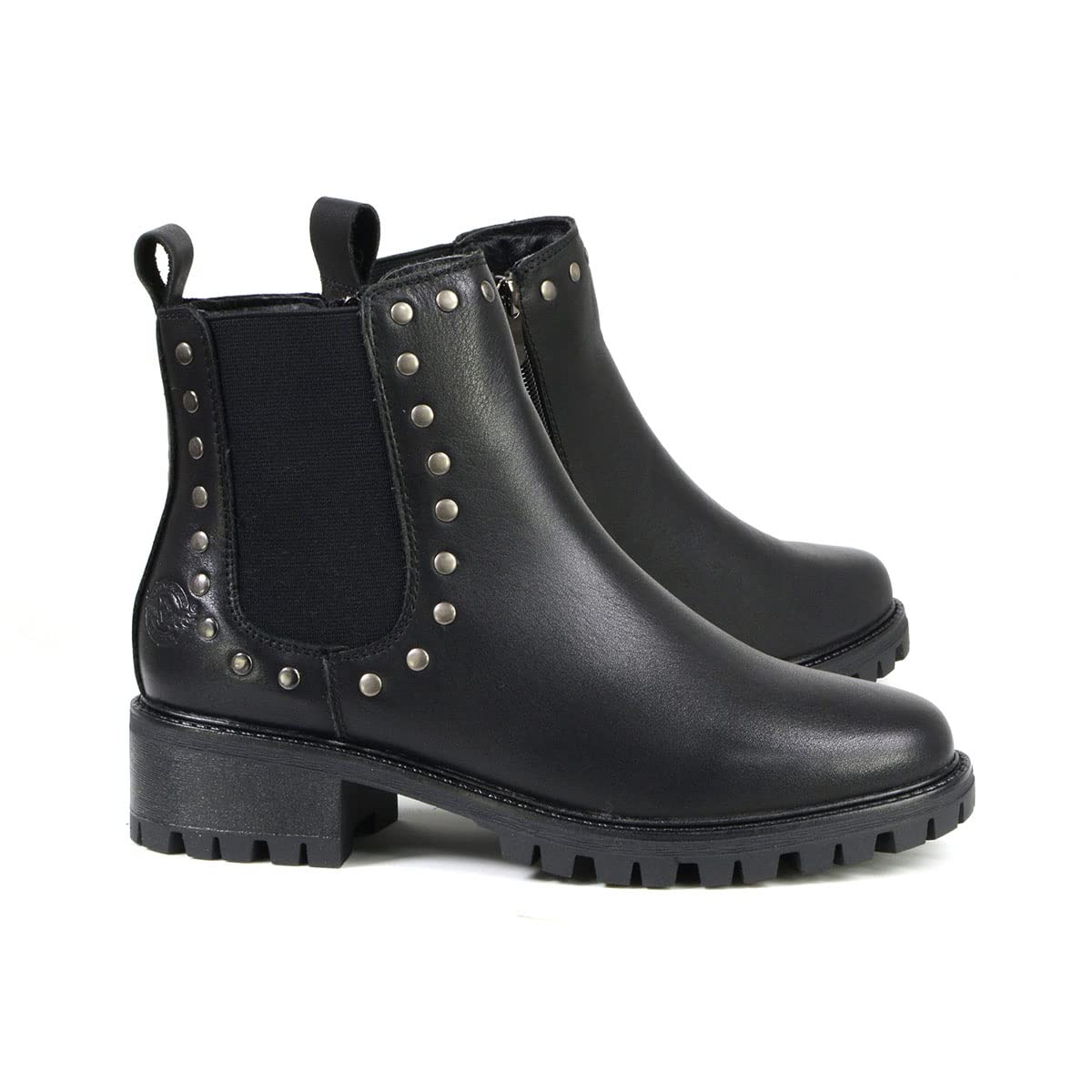 Milwaukee MBL9457 Women's Black Leather Ankle Boots with Rivets - Fashion Booties for Casual Wear & Night Out - Size 8