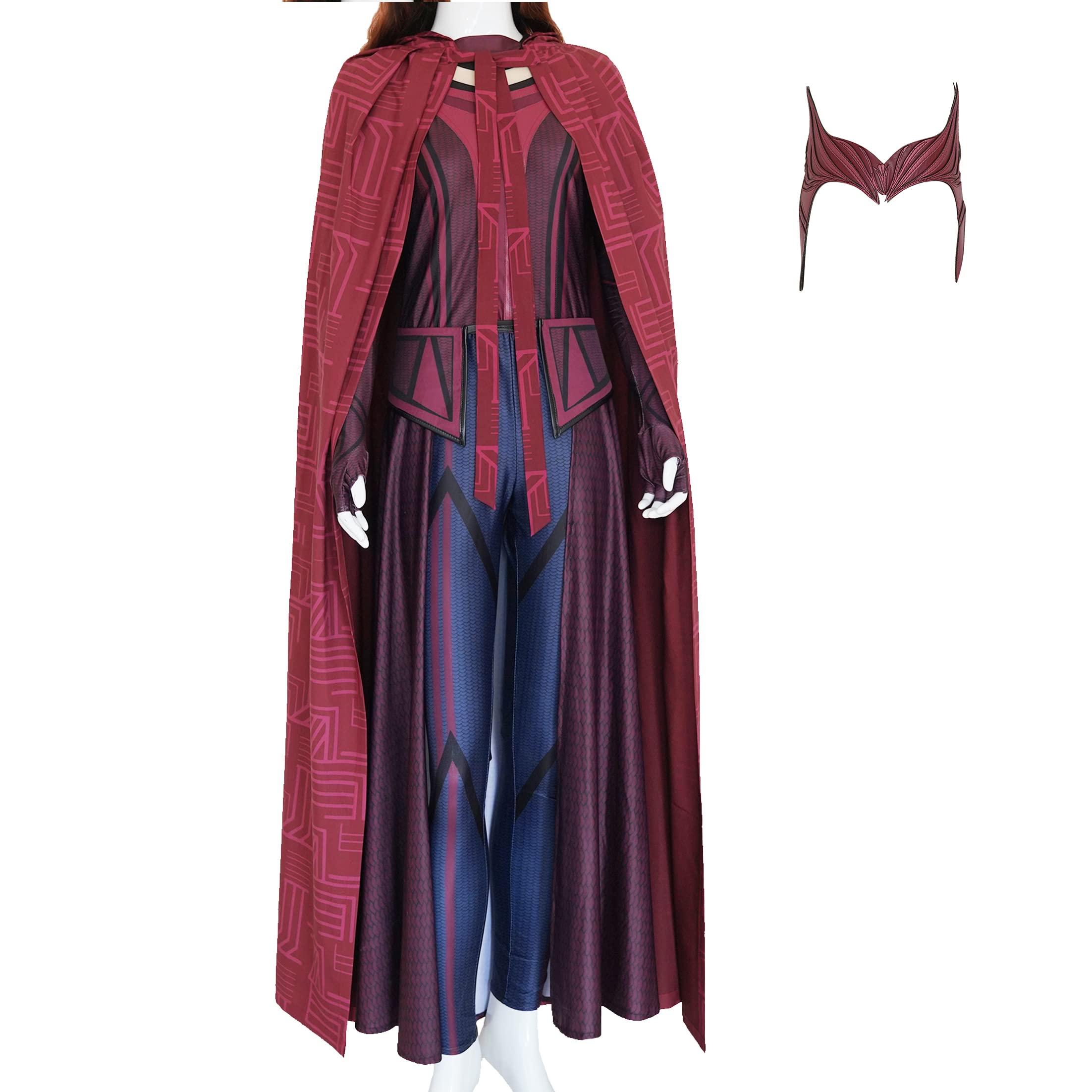 Scarlet Witch Cosplay Costume for Women - Halloween Outfit with Cloak, Tops, Pants & Headpiece | Marvel Superhero Dress Up for Comic Con & Cosplay Events