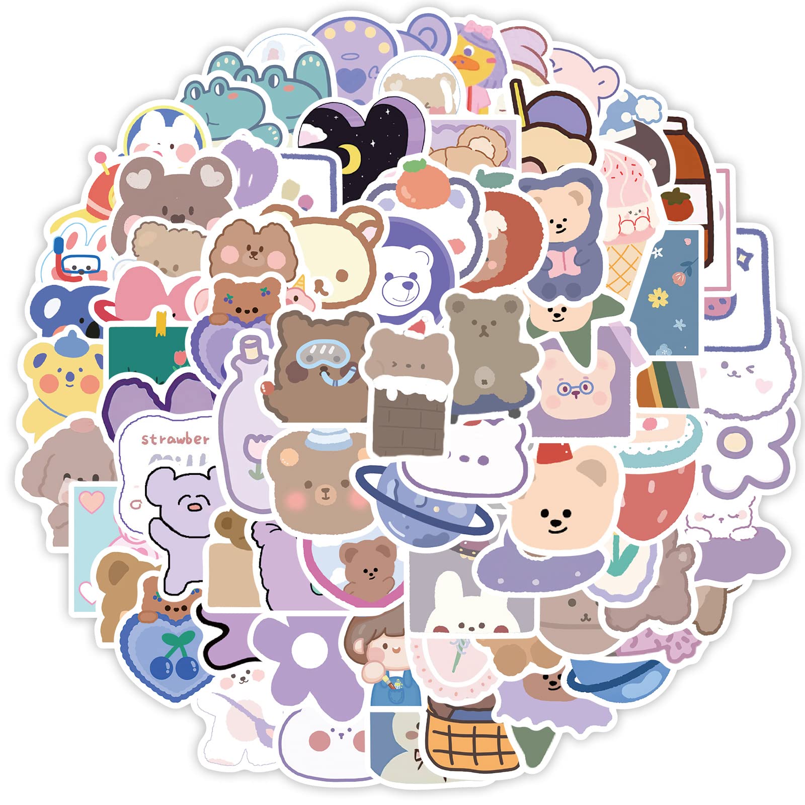 90Pcs Cute Bear Stickers for Kids - Waterproof Vinyl Decals for Water Bottles, Phone Cases, Laptops & DIY Crafts - Perfect for School Supplies, Scrapbooking & Gift Decorations