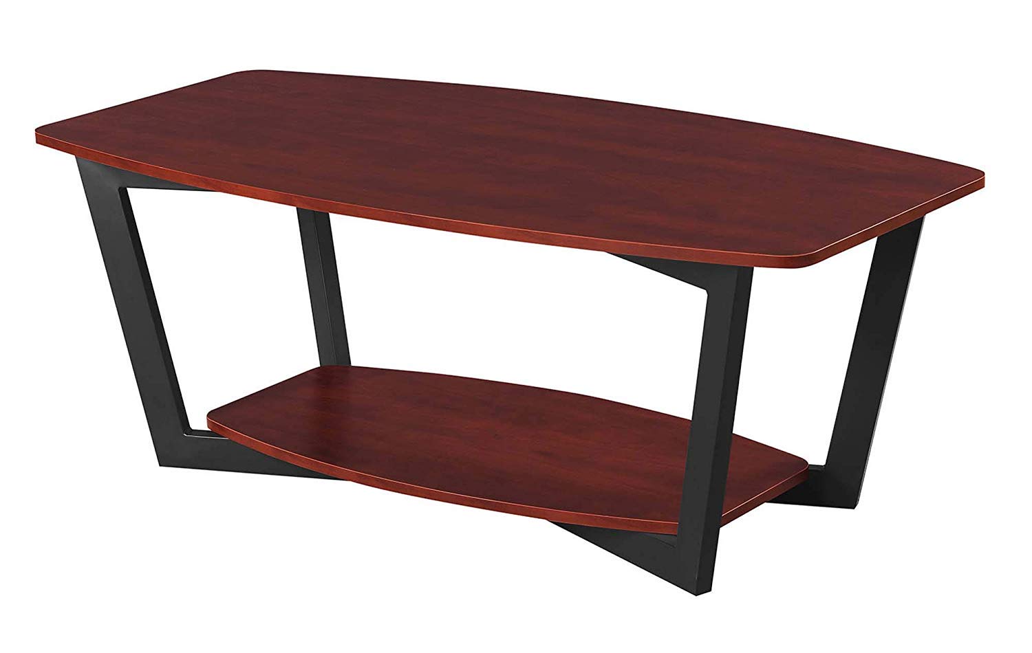 Convenience Concepts Graystone Coffee Table - Cherry Finish with Black Frame - Modern Living Room Centerpiece for Home & Office Decor