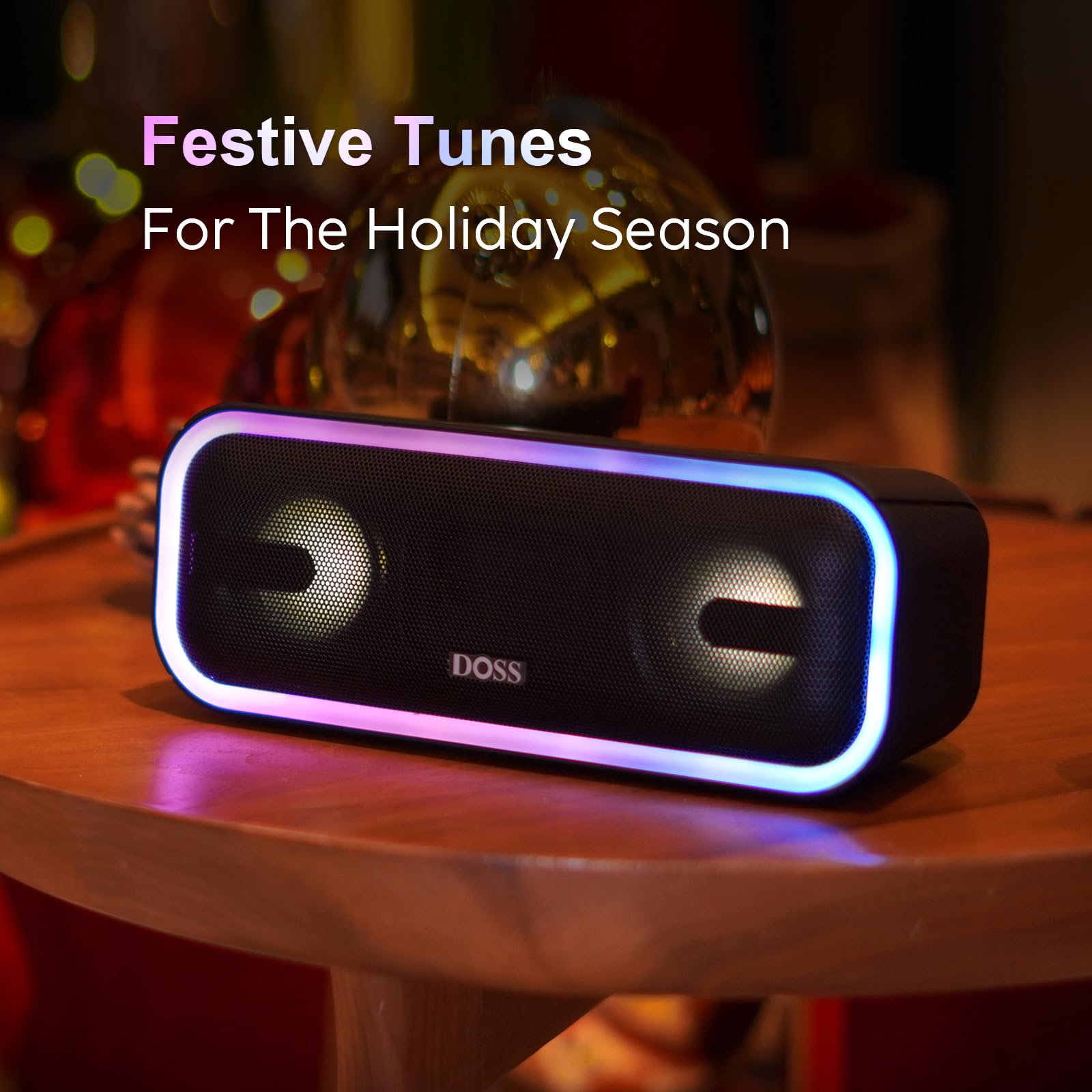 DOSS SoundBox Pro Plus 24W Bluetooth Speaker - Wireless Portable Speaker with Stereo Sound, Punchy Bass, IPX6 Waterproof, TWS Pairing, Multi-Color LED Lights & 15H Playtime - Perfect for Home, Outdoor, Pool Parties & Travel (Blue)