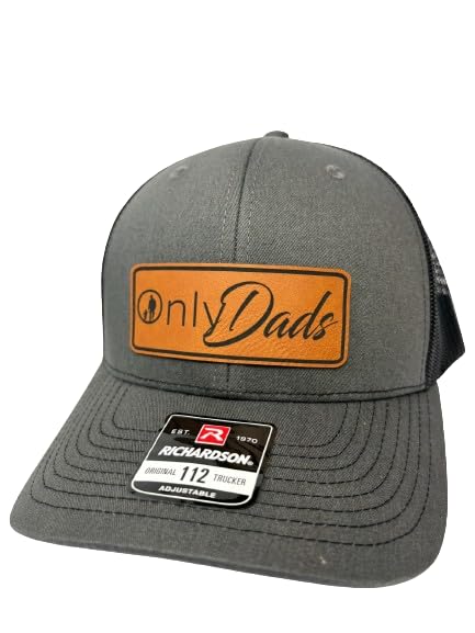Onlydads Leather Patch Trucker Hat for Men - Stylish Dad Cap with Embroidered Leather Patch, Adjustable Snapback, Charcoal Color - Perfect for Outdoor Activities, Casual Wear & Father's Day Gifts