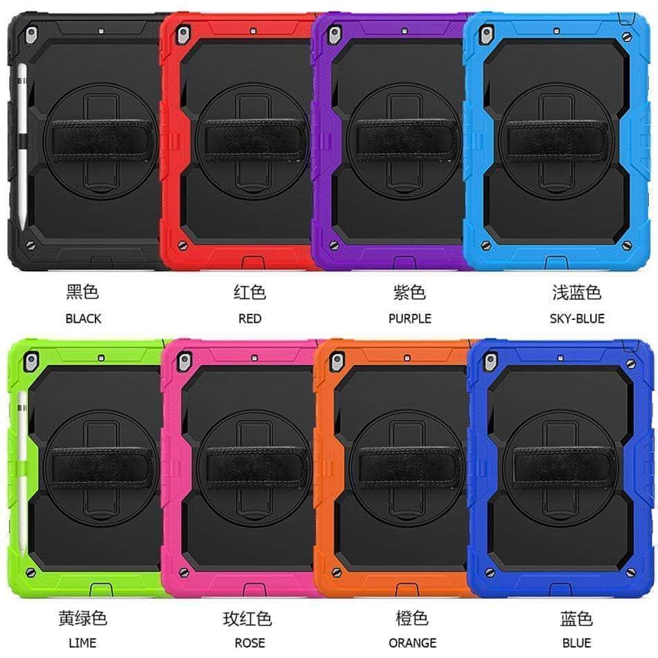 360 Rotating Protective Case with Strap for iPad 10.2 (7th/8th Gen 2019/2020) - Durable Cover for Work, School & Travel