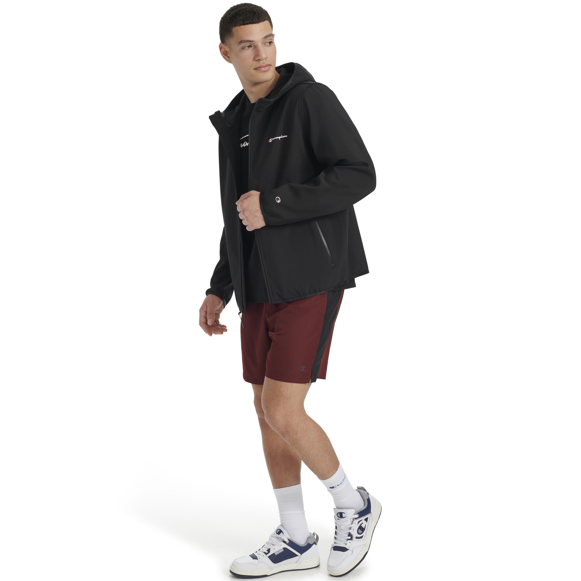 Champion Men's Lightweight Active Soft Shell Jacket with Hood - Waterproof Windbreaker for Running, Hiking & Outdoor Sports